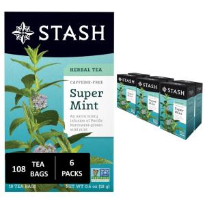 imageStash Tea Cinnamon Vanilla Herbal Tea  Naturally Caffeine Free NonGMO Project Verified Premium Tea with No Artificial Ingredients 18 Count Pack of 6  108 Bags TotalSuper Mint