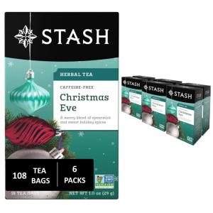 imageStash Tea Cinnamon Vanilla Herbal Tea  Naturally Caffeine Free NonGMO Project Verified Premium Tea with No Artificial Ingredients 18 Count Pack of 6  108 Bags TotalChristmas Eve
