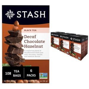 imageStash Tea Cinnamon Vanilla Herbal Tea  Naturally Caffeine Free NonGMO Project Verified Premium Tea with No Artificial Ingredients 18 Count Pack of 6  108 Bags TotalDecaf Chocolate Hazelnut