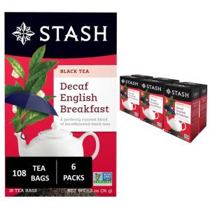 imageStash Tea Cinnamon Vanilla Herbal Tea  Naturally Caffeine Free NonGMO Project Verified Premium Tea with No Artificial Ingredients 18 Count Pack of 6  108 Bags TotalDecaf English Breakfast