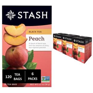 imageStash Tea Cinnamon Vanilla Herbal Tea  Naturally Caffeine Free NonGMO Project Verified Premium Tea with No Artificial Ingredients 18 Count Pack of 6  108 Bags TotalPeach