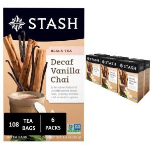 imageStash Tea Cinnamon Vanilla Herbal Tea  Naturally Caffeine Free NonGMO Project Verified Premium Tea with No Artificial Ingredients 18 Count Pack of 6  108 Bags TotalDecaf Vanilla Chai