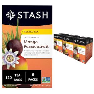 imageStash Tea Cinnamon Vanilla Herbal Tea  Naturally Caffeine Free NonGMO Project Verified Premium Tea with No Artificial Ingredients 18 Count Pack of 6  108 Bags TotalMango Passionfruit