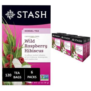 imageStash Tea Cinnamon Vanilla Herbal Tea  Naturally Caffeine Free NonGMO Project Verified Premium Tea with No Artificial Ingredients 18 Count Pack of 6  108 Bags TotalWild Raspberry Hibiscus