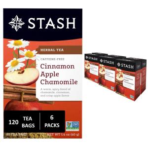 imageStash Tea Cinnamon Vanilla Herbal Tea  Naturally Caffeine Free NonGMO Project Verified Premium Tea with No Artificial Ingredients 18 Count Pack of 6  108 Bags TotalCinnamon Apple Chamomile