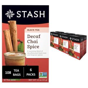 imageStash Tea Cinnamon Vanilla Herbal Tea  Naturally Caffeine Free NonGMO Project Verified Premium Tea with No Artificial Ingredients 18 Count Pack of 6  108 Bags TotalDecaf Chai Spice
