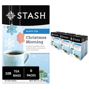 imageStash Tea Cinnamon Vanilla Herbal Tea  Naturally Caffeine Free NonGMO Project Verified Premium Tea with No Artificial Ingredients 18 Count Pack of 6  108 Bags TotalChristmas Morning