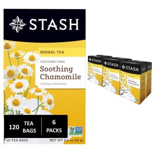 imageStash Tea Peppermint Herbal Tea  Naturally Caffeine Free NonGMO Project Verified Premium Tea with No Artificial Ingredients 20 Count Pack of 6  120 Bags TotalChamomile