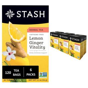 imageStash Tea Peppermint Herbal Tea  Naturally Caffeine Free NonGMO Project Verified Premium Tea with No Artificial Ingredients 20 Count Pack of 6  120 Bags TotalGinger Lemon