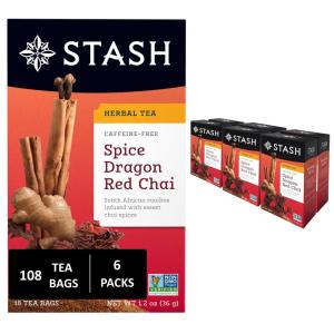 imageStash Tea Turmeric Chai Herbal Tea  Naturally Caffeine Free NonGMO Project Verified Premium Tea with No Artificial Ingredients 18 Count Pack of 6  108 Bags TotalSpice Dragon Chai
