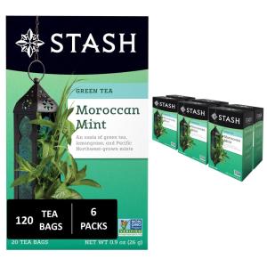 imageStash Tea Moroccan Mint Green Tea  Caffeinated NonGMO Project Verified Premium Tea with No Artificial Ingredients 20 Count Pack of 6  120 Bags TotalMint