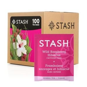 imageStash Tea Wild Raspberry Hibiscus Herbal Tea Box of 100 Tea Bags Packaging May VaryWild Raspberry Hibiscus